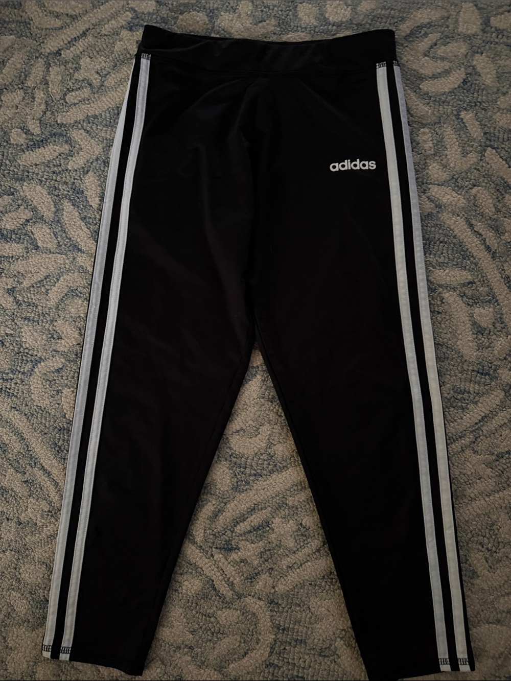 adidas Black Leggings with White Side Stripes